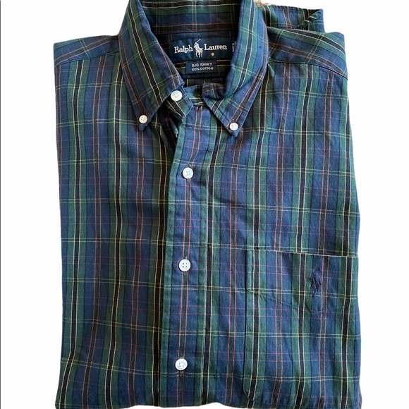 Ralph Lauren Men’s Green Plaid Button Down shirt S